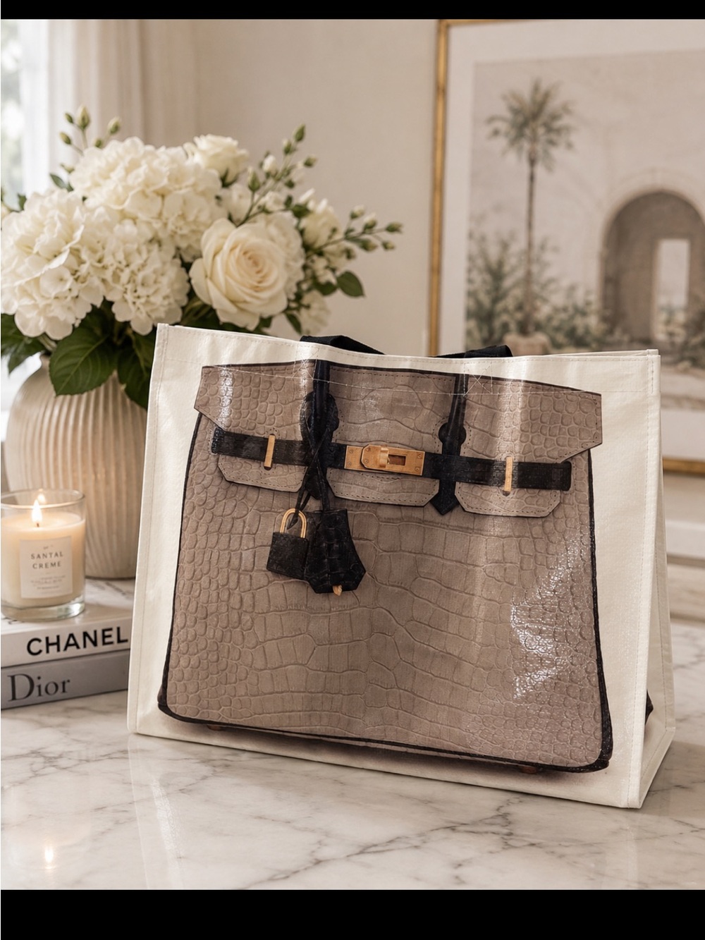 Not So Berkin Taupe Croc Tote Bag